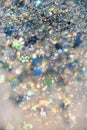 Blue and Silver Frozen Snow Winter Sparkling Stars Glitter background. Holiday, Christmas, New Year abstract texture Royalty Free Stock Photo