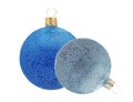 Blue and Silver Glitter Christmas decor ball isolated on white Royalty Free Stock Photo