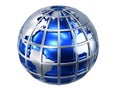 A blue and silver globe on a white background Royalty Free Stock Photo