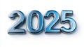 A blue and silver numbers that spell out the year 2025 on a white background Royalty Free Stock Photo
