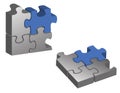 Blue and silver puzzle pieces