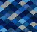 Blue and Silver Scaled Pattern Seamless Textile Design Royalty Free Stock Photo