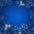 Blue-silvery vintage frame Royalty Free Stock Photo