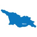 Blue similar Georgia map vector with capital city Tbilisi. European country. Vector template for we