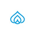 blue simple drop fresh water curves geometric logo vector