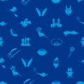 Blue simple fairy tales theme seamless pattern