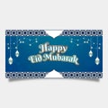 Blue Simple Islamic Horizontal Banner Template Design with Geometric Ornament Frames