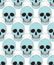 Blue simple skull seamless pattern