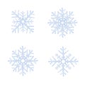 Blue Simple Snowflake Watercolor Illustration Set. Winter Mood Hand Drawn Snow Element. Cold Season Snow Flake Single Objects.