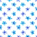 Blue simple watercolor flowers Royalty Free Stock Photo