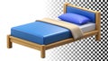Blue single bed bedroom furniture comfortable sleep png transparent image Generative AI