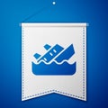Blue Sinking cruise ship icon isolated on blue background. Travel tourism nautical transport. Voyage passenger ship Royalty Free Stock Photo