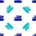 Blue Sinking cruise ship icon isolated seamless pattern on white background. Travel tourism nautical transport. Voyage Royalty Free Stock Photo