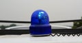 Blue siren signal lamp for warning, flashing light on vehicle, industry detail Royalty Free Stock Photo