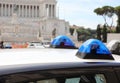 blue sirens of the car of the Italian police forces and the famo
