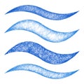 Blue sketch wave line design element set