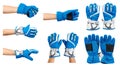 Blue ski gloves, kids hand protection, set and collection