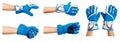 Blue ski gloves, kids hand protection, set and collection