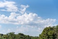 Blue skies and clouds at the edge of the Brazilian Atlantic Forest