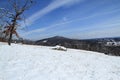 Blue Skies over Pilot Mountain After Fresh Snowfall Royalty Free Stock Photo