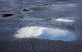 Blue Skies in Rain Puddle Royalty Free Stock Photo