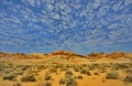 Blue skies and red sandstone landscape in Valley of Fire