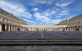 Wide angle view of the Colonnes de Buren, Paris, France