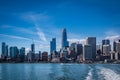 Blue skies with wispy clouds over the San Francisco skyline showing the new financial district skyscrapers looking from Royalty Free Stock Photo