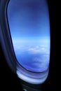 Blue sky above the clouds from an air plane Royalty Free Stock Photo