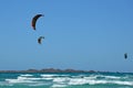 Colorful kites on emerald water of Atlantic Ocean