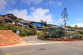 Blue sky above Hillcrest Drive roadside in Laguna Beach