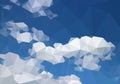 Blue sky above low polygon flat white cloud, troposphere daylight plain horizon line background, space air on Earth atmosphere Royalty Free Stock Photo