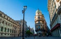 a blue sky against the backdrop of the architecture of the center of Seville in Andalusia Royalty Free Stock Photo