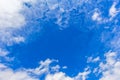 Blue sky between amazing clouds and cloud formations in Norway Royalty Free Stock Photo