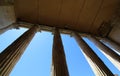 Blue sky through ancient church columns
