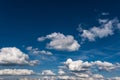 Blue sky background with big white striped clouds. blue sky panorama. may use for sky replacement Royalty Free Stock Photo
