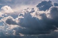 Blue sky background with big white striped clouds. blue sky panorama. may use for sky replacement Royalty Free Stock Photo