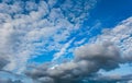 Scattered altocumulus clouds forming a textured pattern across a bright blue sky creating a soft and airy weather scene Royalty Free Stock Photo