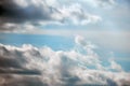 Blue sky background with dark white clouds before thunderstorm Royalty Free Stock Photo