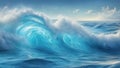 blue sky background A set of water waves in different shapes and sizes, representing the sea and the ocean. Royalty Free Stock Photo