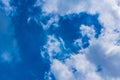 Blue sky background with tiny clouds. White fluffy clouds in the