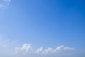 Blue sky background with tiny fluffy clouds. With copy space