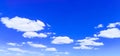 Blue sky background with tiny white clouds, panorama. Royalty Free Stock Photo