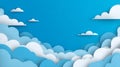Blue sky background with white clouds in paper cut style creating calm and peaceful atmosphere Royalty Free Stock Photo