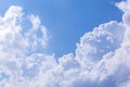 Blue sky background with white clouds, rain clouds on sunny summer or spring day