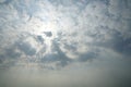 Blue sky background with white clouds and sun ray Royalty Free Stock Photo