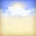 Blue Sky Background With White Clouds And Sun