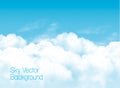 Blue sky background with white transparent clouds. Royalty Free Stock Photo