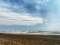 Blue sky beach in the afternoon view in west java