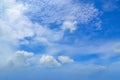 Blue sky and beautiful cloud with meadow for the backdrop of the